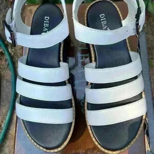 Diba Decide So Women’s White Leather Stacked Heel Sandals